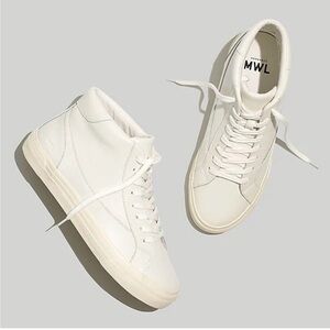 Madewell sidewalk high top sneakers in Napa leather